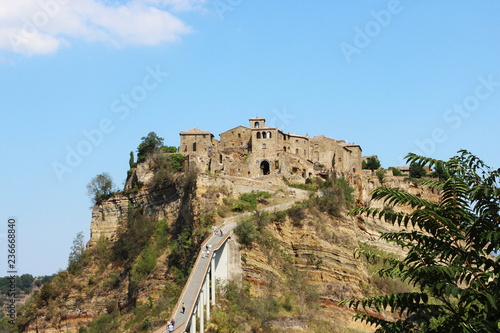 A view of Civita di Bagnoregio, a town in the Province of Viterbo in central Italy, a suburb of the municipality of Bagnoregio, 1 kilometer east from it. It is 120 kilometers north of Rome, Lazio. © Ragemax