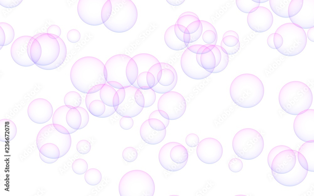 Light pastel colored background with pink bubbles. Wallpaper, texture pink balloons. 3D illustration