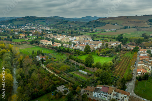 Aerial view of Terra del Sole planned renaissance fortified city in Emilia Romagna Italy near Forli