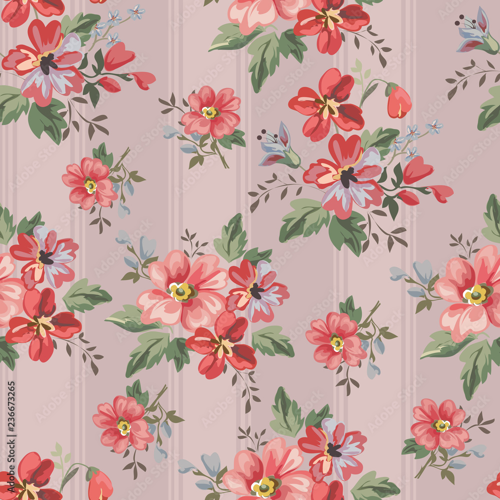 Fototapeta Seamless vintage floral pattern for gift wrap and fabric design
