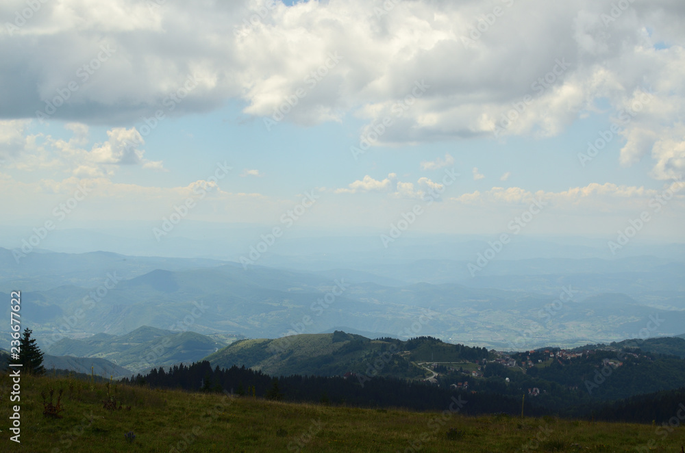 Naklejka premium Picturesque landscape of Kopaonik mountain, Serbia, in summer
