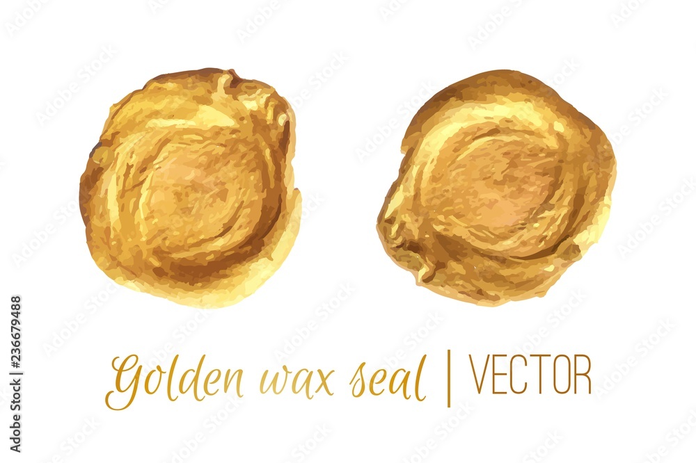Golden circle frame and wax seal vector set Golden circle frame and wax seal vector set