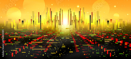 Schilderij op canvas Vector illustration of a futuristic city of the future