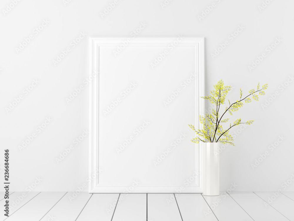 Poster Mockup with Flowers in Vase Valentine Decoration Poster Mockup with Flowers in Vase Valentine Decoration