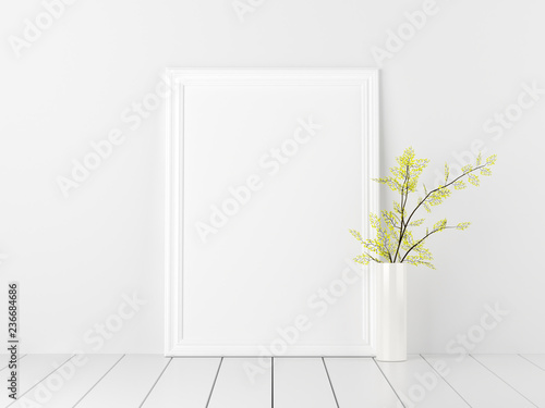 Poster Mockup with Flowers in Vase Valentine Decoration