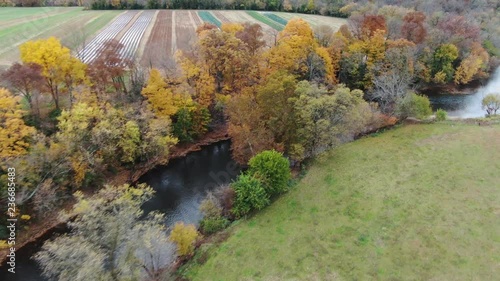 Autumn Aerial, farmlands following Cocalico Creek near Brownstown, Lancaster County, Pennsylvania. photo