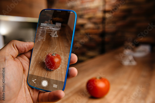 Augmented reality application using artificial intelligence for recognizing food photo