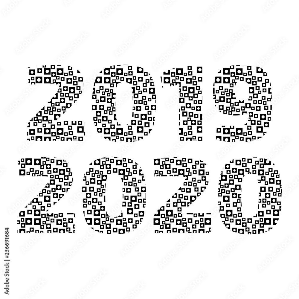 2019-20 year vector sign set with abstract pattern 2019-20 year vector sign set with abstract pattern