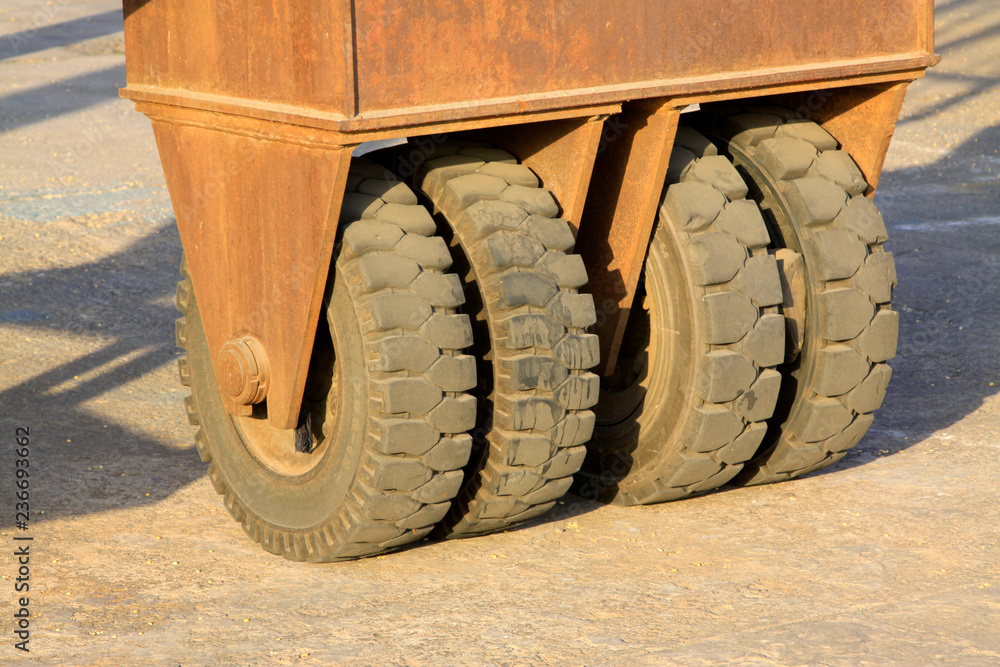 Naklejka premium Steel parts and rubber tires