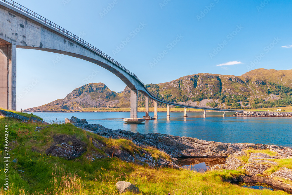 View of Runde island across the bridge on a sunny day View of Runde island across the bridge on a sunny day