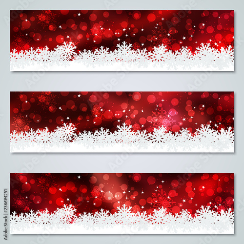 Christmas and New Year red vector banners templates collection