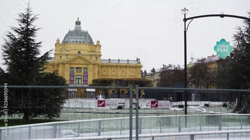 Umjetni?ki paviljon u Zagrebu. Zagreb¬¥s art pavilion while preparing the ice rink for Christmas photo