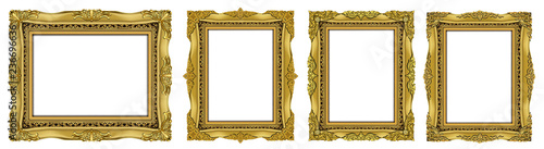 	 Set of Decorative vintage frames and borders set,Oval Gold photo frame with corner Thailand line floral for picture, Vector design decoration pattern style. border design is pattern Thai art style