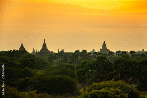 Bagan pagodas at sunrise in Mandalay  Myanmar
