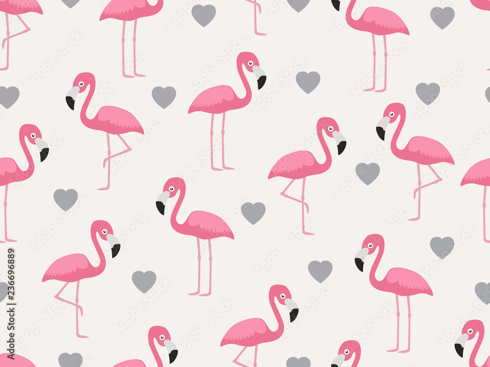Seamless pattern of flamingo with heart on pastel background - Vector illustration Seamless pattern of flamingo with heart on pastel background - Vector illustration
