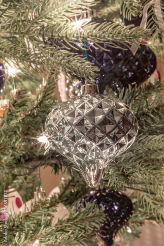 Silver decoration on Christmas tree