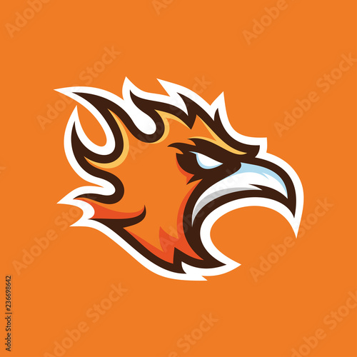 Phoenix mascot logo, fire bird illustration vector icon