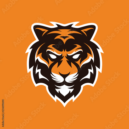 Tiger mascot logo, animal tiger head illustration vector icon
