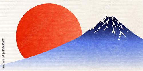 富士山　和紙　年賀状　背景 