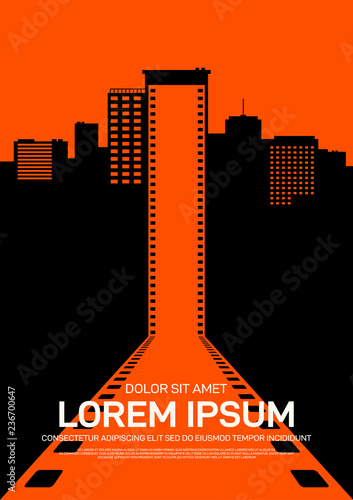 Movie and film poster design template background modern vintage retro style