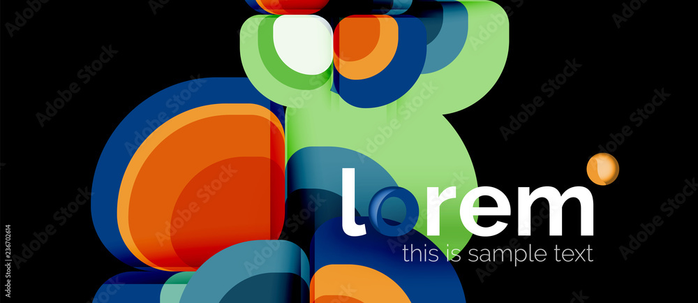 Obraz premium Abstract background - geometric multicolored round shapes composition. Trendy abstract layout template for business or technology presentation