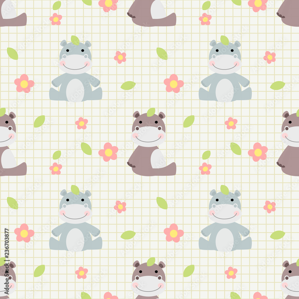 Cute hippo seamless pattern. Cute hippo seamless pattern.