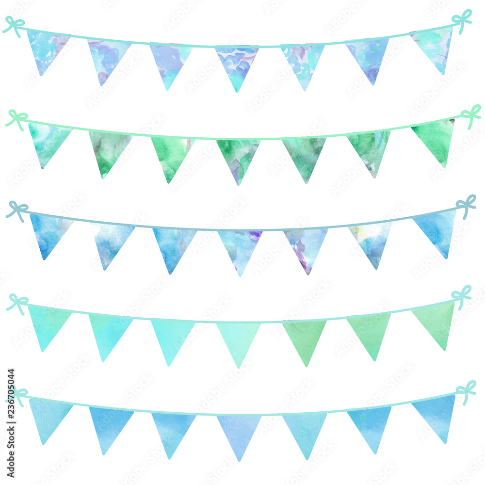 Fototapeta premium Painted Bunting Flag Background. Celebration Party Background Bunting Garland