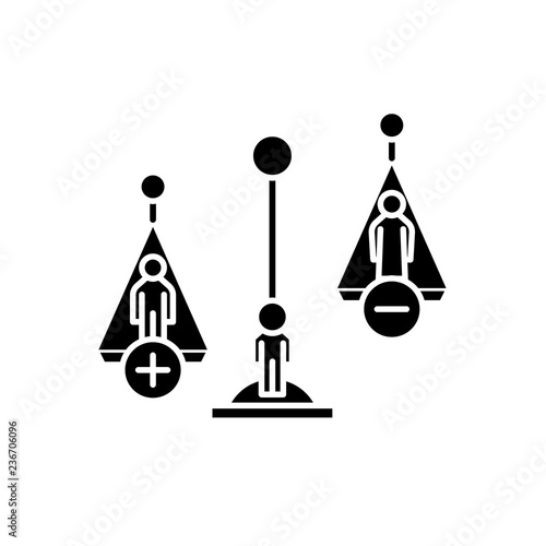 Divorce proceedings black icon, concept vector sign on isolated background. Divorce proceedings illustration, symbol
