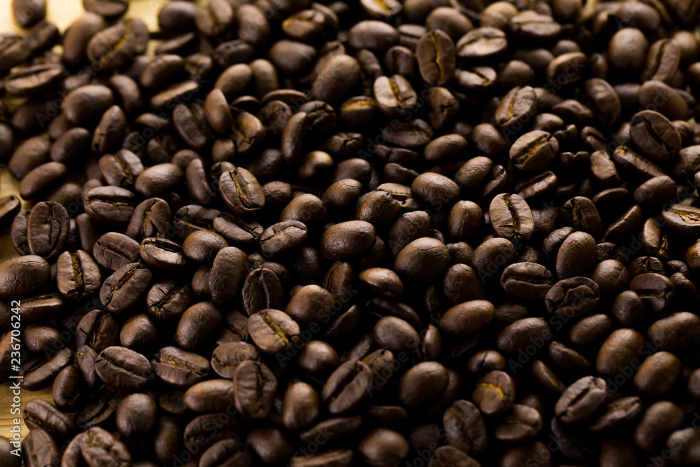 Fototapeta premium Coffee beans close-up, background