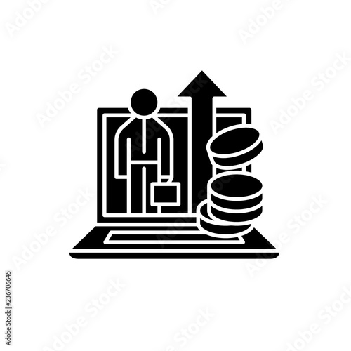 Internal marketing black icon, concept vector sign on isolated background. Internal marketing illustration, symbol