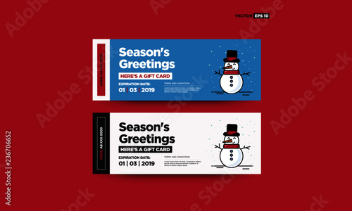 Season's Greetings Here's A Gift Card Code and Expiry Date with Snowman Illustration