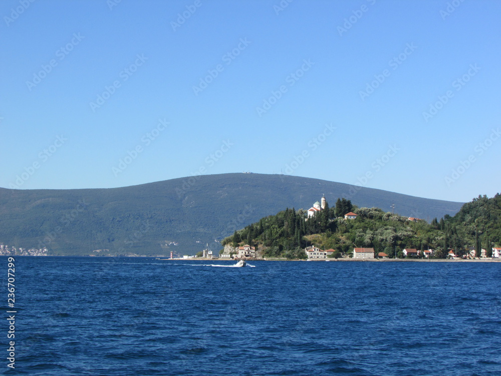 Adriatic sea landscape in Bay of Kotor, Montenegro