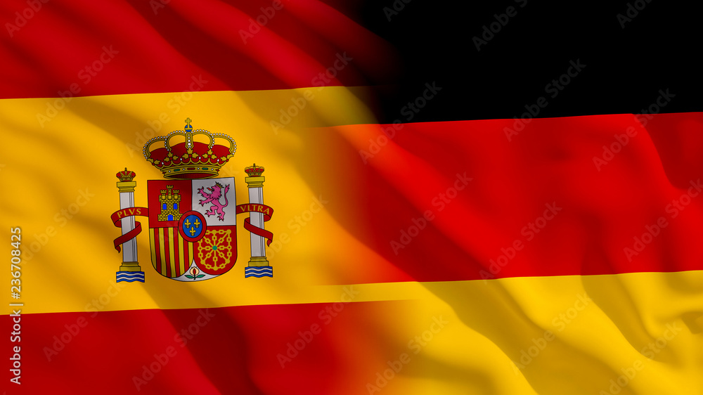 Waving Spain and Germany Flags