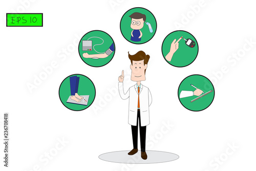 Doctors standing for diabetes screening white background. Doctors standing for diabetes screening white background. Concept flat style vector medical illustration._EPS10
