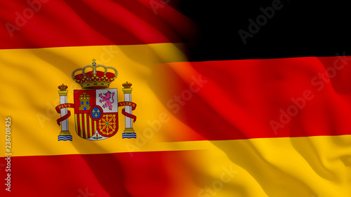 Waving Spain and Germany Flags