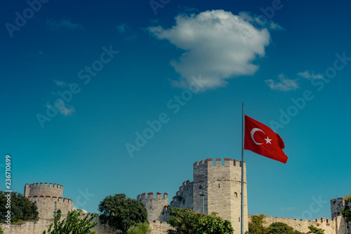 City walls of Constantinople in Istanbul, Turkey photo