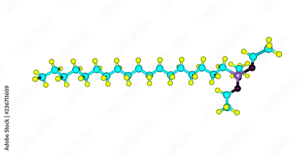 Octadecyltrimethoxysilane molecular structure isolated on white