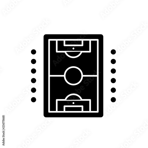 Table soccer play black icon, concept vector sign on isolated background. Table soccer play illustration, symbol