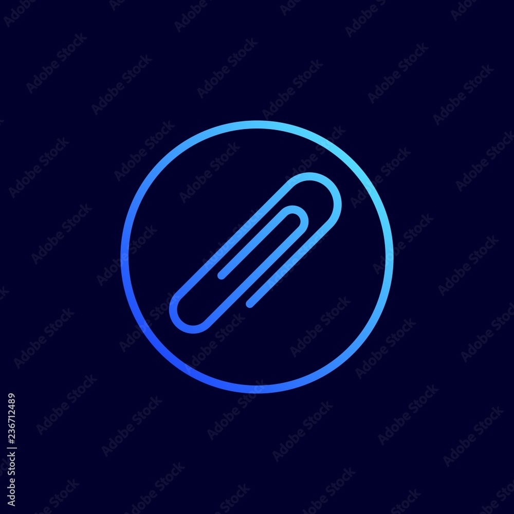 Paper clip icon. Vector illustration in flat line style. Paper clip icon. Vector illustration in flat line style.