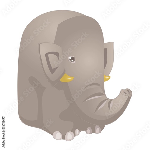 Funny cartoon elephant vector illustration. Elephant funny character isolated on white background.