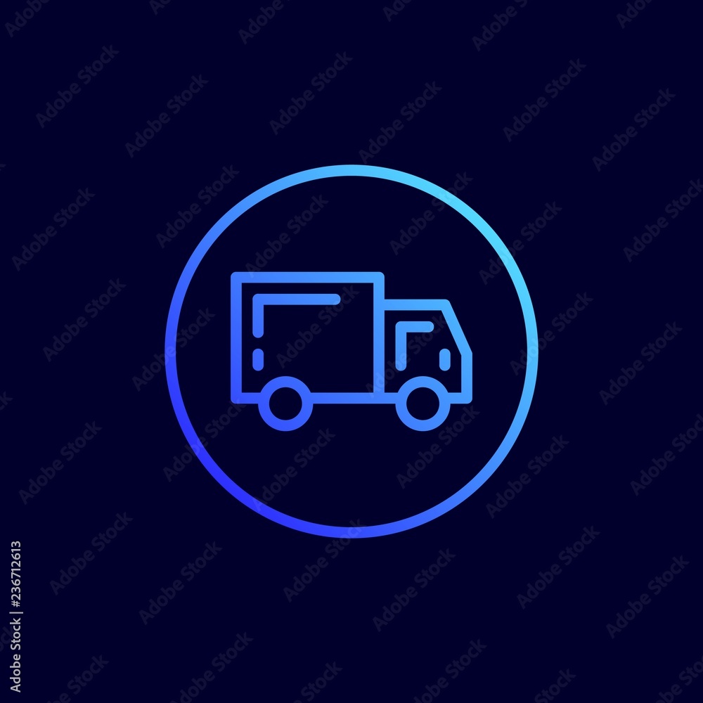 Delivery truck icon. Vector illustration in flat line style. Delivery truck icon. Vector illustration in flat line style.