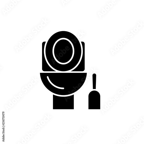 Toilet cleaning black icon, concept vector sign on isolated background. Toilet cleaning illustration, symbol