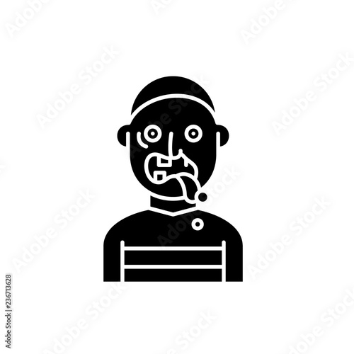 Zombie black icon, concept vector sign on isolated background. Zombie illustration, symbol