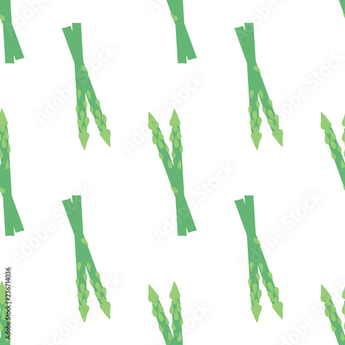 Vector seamless pattern with hand drawn vegetables. Farm market products. Asparagus. Simple vegetarian food drawing.