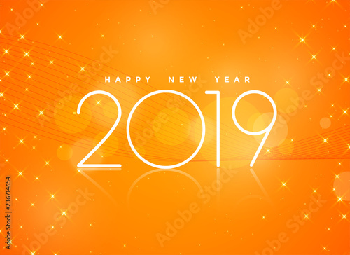 beautiful orange 2019 happy new year background