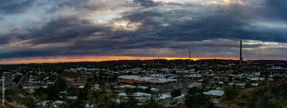 Fototapeta premium Sunset over a mining town