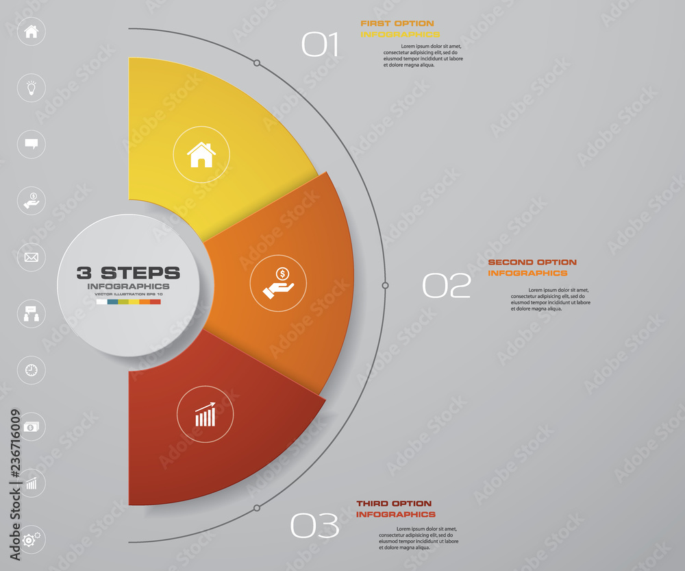 3 steps infographics element template chart for presentation. Stock ...