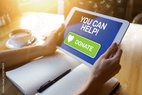 Obraz na płótnie Help and donation button on device screen.