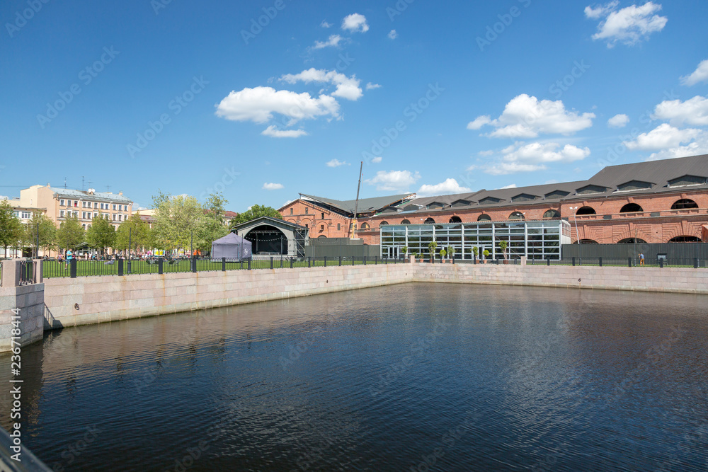 Pond in the territory of the city park 