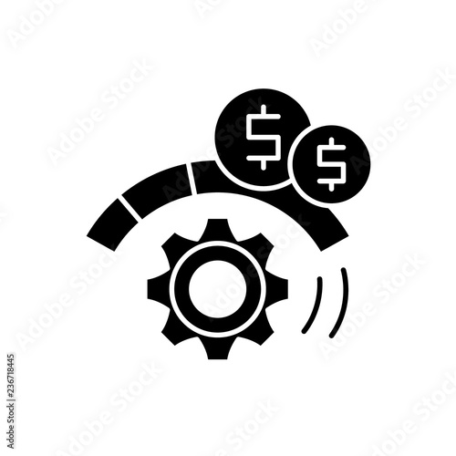 Process optimization black icon, concept vector sign on isolated background. Process optimization illustration, symbol